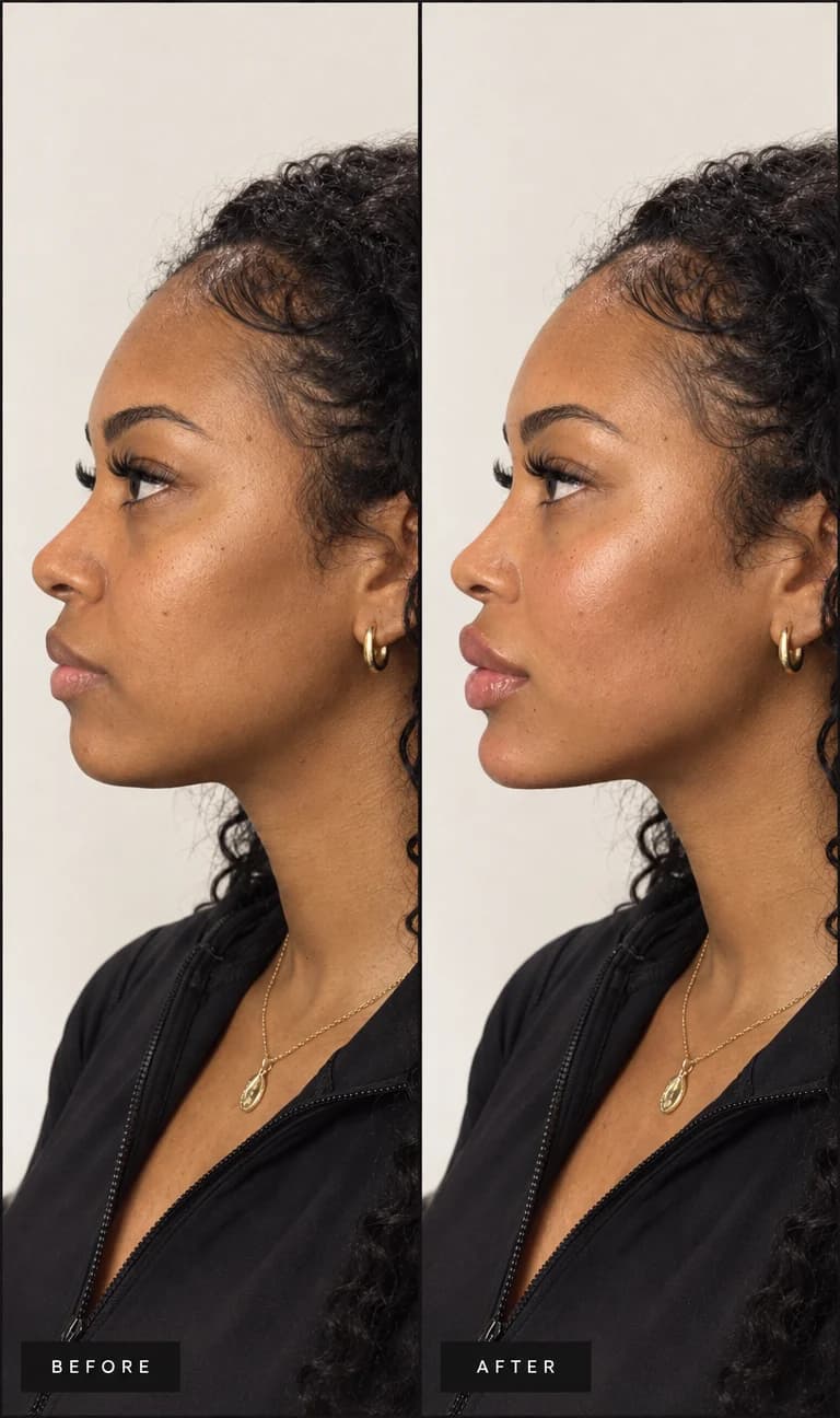 Before and after lip treatment at Bomb Doll Aesthetics